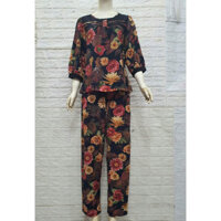 [40kg - 48kg] - Size 1 - Đồ Bộ Măc Nhà, Đồ Bộ Nữ Tole (Lanh) Nhung Tay Quần Dài Tay Lỡ Bigsize