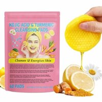 40PCS Turmeric Kojic Acid Cleansing Pads Balance Skin Oil Remove Excess Keratin Facial Sponges For Cleansing