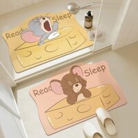 40x60 / 50x80 / 60X90cm Thảm lót cửa chùi chân Jerry và phô mai đáng yêu Thảm mềm gia đình Hình dạng không đều Phòng ngủ Thảm chống trượt Thảm bùn tảo cát thấm hút Thảm trải sàn nhà bếp chống mài mòn