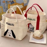 [4114 Lời khen ngợi của mọi người] Snoopy Thêu Hoạt Hình Học Sinh Trẻ Em Túi Tote Vải Dày Túi Bento Mẹ20250302