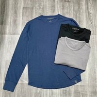 4170: Áo Thun Form Unisex Lucky Brand Tay Dài Cổ Tròn Màu Xanh Navy