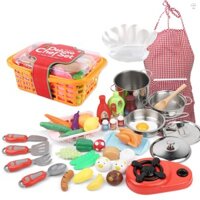 42 Chiếc Bộ Nhà Bếp Giả Vờ Chơi Với Mũ Đầu Bếp Tạp Dề Đồ Chơi Nhà Bếp Bếp Chảo Thìa Rau Củ Quả Giỏ Chứa Đồ Trẻ Em Đầu Bếp Nhập Vai Playset Bộ Nấu Ăn Quà Tặng Giáo Dục Cho Bé Tập Đi