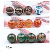 4.26 & 10mm Nhiều Họa Tiết Dầu Cao Nổi Bật Mã Não Ba Mắt Dzi Hạt Thần Của Sự Giàu Có Hạt Tròn Rời Hạt diy Phụ Kiện Trang Sức