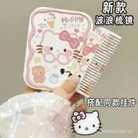 [4279 cái bán chạy trong 30 ngày] Gương trang điểm cầm tay học sinh helloKitty mới, gương gấp di động, lược, gương nhỏ cầm tay tích hợp
