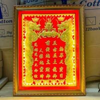 [42x60] Bài vị thần tài thổ địa dát vàng Cao 60cm  x Ngang 42cm Khung nhựa Nền Đỏ – Có đèn