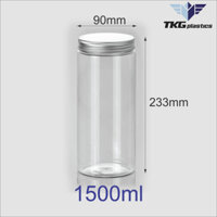 44 Hộp Nhựa, Hũ Nhựa Pet 1500ml Nắp Nhôm Nắp Nhựa Đựng Thực Phẩm, Đồ Khô, Ngũ Cốc