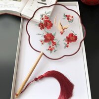 4530 Người Nông Họa Sĩ Trung Quốc Cổ Thêu Nhóm Quạt Su Thêu Hanfu Sườn Xám Sàn Diễn Múa Quạt Ảnh Tròn 2.26
