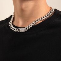 45cm Nam Hiphop Dây Xích Vòng Cổ Hợp Thời Trang Dây Xích Vòng Tay Trang Sức Cuba Dây Thép Không Gỉ Vòng Tay Bling Bling