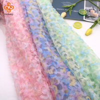 45x130cm Màu Gradient voan ruy băng hình học hoa hồng thêu lưới vải gạc chất liệu váy nữ vải hiệu suất đám cưới