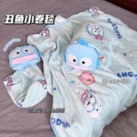 [4636 người khen ngợi] Phim hoạt hình dễ thương cá xấu xí màu xanh chăn Hanton sang trọng búp bê tư thế nằm lăn Chăn điều hòa, chăn xe hơi, chăn nghỉ trưa cho bé gái 1.16