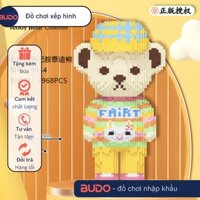 46CM Lắp ráp mô hình nanoblock Gấu Teddy áo len vàng fairt cute Bearbrick Xian Zhi, xếp hình lắp ráp cỡ lớn Tặng Kèm Búa