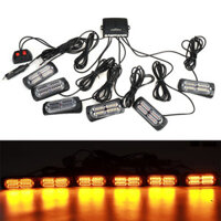 4/6PCS 12V 24V LED Amber Recover Strobe Flashing Grille Light Lightbar Boat Truck Beacon Lamp