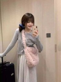 47 2025 Mùa Xuân Mới Cừu Lông Đơn Vai Túi Lúa Mạch Hạt Vòng Cừu Nhỏ Mềm Dẻo Công Suất Lớn Nghiên