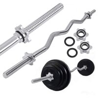 47" Barbell Weight Bar Standard Ez Curl Bar Home Gym Fitness Exercise Lift Workout Bar for Home Gym Exercises
