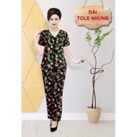 [48-57kg] S2 - ĐỒ BỘ MẶC NHÀ TRUNG NIÊN TOLE (LANH) NHUNG Cài Nút Bigsize