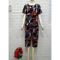 (48kg - 57kg) S2 - Đồ Bộ Mặc Nhà, Đồ Bộ Nữ Quần Lửng Tay Ngắn Tole (Lanh) Nhung Trung Niên Dành Cho Mẹ Và Bà Bigsize