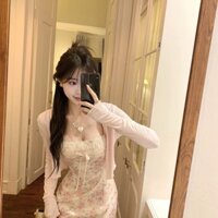 4953 Người Bộ Sưu Tập Thần Làm Đẹp Đến Acetate Satin Cảm Giác Hoa Pháp Ren Sling Đầm Nhật Bản Chống Nắng Nhỏ Cardigan Phù Hợp Với Nữ