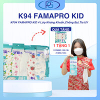 [4D TRẺ EM HỘP 10 CÁI] Khẩu trang y tế cao cấp trẻ em kháng khuẩn 3 lớp Famapro 4D Kids