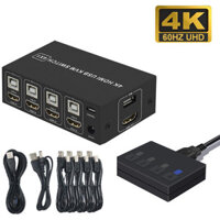 4k HDMI KVM Switch 4x1 4 trong 1 Out 4K 60Hz HDMI USB 2.0 KVM Switcher Bộ chia trung tâm USB cho 4 máy tính xách tay Máy chủ chia sẻ màn hình Chuột và bàn phím Máy in máy ảnh với bộ điều khiển máy tính để bàn