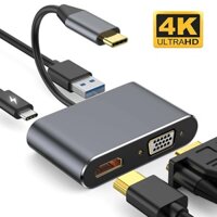 4k Loại C Sang HDMI Tương Thích VGA USB4 Trong 1 USB 3.0 Chuyển Đổi C Dock Station Hub Cáp Chuyển Đổi USB Cho Điện Thoại Macbook Laptop