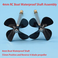 4mm RC mô hình tàu kéo lưới tàu trục chống thấm nước lắp ráp trục 55mm phía trước và sau Bộ trục chân vịt 4 cánh quạt làm tổ tàu