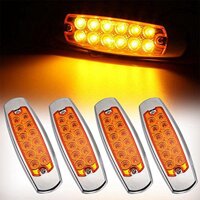 4x Amber 12 LED Slimline Side Marker Slit Lamp Fish-shaped Trailer Car Side Lights Side Lights Heavy Duty Cabin Side Lights