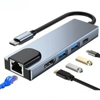 5 / 6 Trong 1 USB C Hub Loại C Sang 4K HD Adapter Với Mạng RJ45 Ethernet Lan Cổng Sạc Adapter Cho Macbook Pro