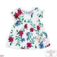 [5-7kg] Đầm Cotton Tay Ngắn Bé Gái ON B25 - Trắng Hoa Tím Xanh