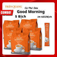 5 Bịch Cà Phê Good Morning Trần Quang 3in1– Bịch 480g (24 gói x 20g) |Cafe Hòa Tan Đậm Đà,Thơm Ngon