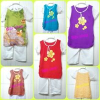 5 Bộ áo dài quần trắng bé gái 10 -17kg, đồ bộ tay dài quần dài, bộ đồ miền tây, đồ bộ con gái 1-2 tuổi