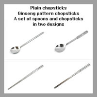 (5 Bộ) Bộ thìa và đũa Hàn Quốc Bộ thìa và đũa inox