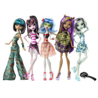 5 Búp bê Monster High Skull Shores Ghoulia, Frankie, Clawdeen, Cleo De Nile & Draculaura