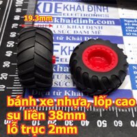 5 cái bánh xe nhựa lốp cao su đúc liền 382A đường kính 38mm lỗ trục 2mm kde5484