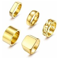 5 Cái / bộ Nhẫn Inox Hình Vuông Nhẫn Đơn Giản