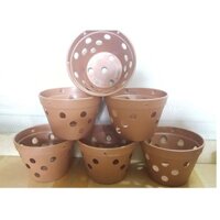 5 cái chậu giả đất nung 23cm có dây kẽm treo chậu nhựa trồng lan