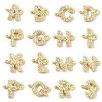 ((5 Cái / Giá) 18k Đồng Vàng Thật Zircon Kích Thước Nhỏ Chữ Tay Thương Hiệu Tự Làm Trang Sức Vòng Tay Kết Nối Phụ Kiện Quyến Rũ