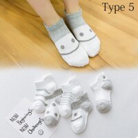 5 cặp/lô Con Thuyền Tất Mùa Xuân Hè Smile Phong Cách 0-15 Năm Cực Tập Đi Cho Bé Trai Bé Gái trẻ sơ sinh Cotton