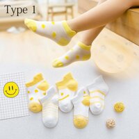 5 cặp/lô Con Thuyền Tất Mùa Xuân Hè Smile Phong Cách 0-15 Năm Cực Tập Đi Cho Bé Trai Bé Gái trẻ sơ sinh Cotton