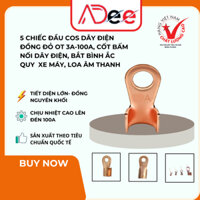 5 Chiếc đầu cos dây điện đồng đỏ OT 3A-100A, cốt bấm nối dây điện, bắt bình ắc quy xe đạp điện, xe máy, loa âm thanh