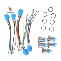 5 Chiếc Kim Loại Nút Nhấn Công Tắc 12v 19 Mm Vòng Đèn Biểu Tượng Nguồn Đèn LED Chống Nước Tự Khóa Đặt Lại Với Đầu Nối