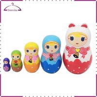 5 Chiếc Nga Làm Tổ Cô Gái Búp Bê Matryoshka Gỗ Handmade Đồ Chơi Bằng Gỗ