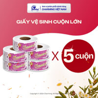 5 Cuộn Giấy vệ sinh cuộn lớn Charming 2 lớp - 500gram [Jumbo size]