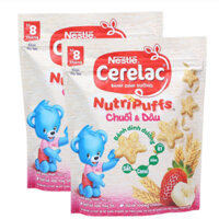 5 goi Bánh Ăn Dặm Nestlé CERELAC Nutripuffs Vị Chuối Dâu - Gói 50g