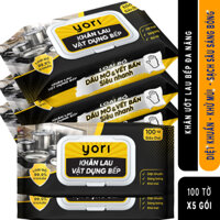 5 gói KHĂN ƯỚT LAU BẾP BẾP YORI 100 tờ (Siêu dai)
