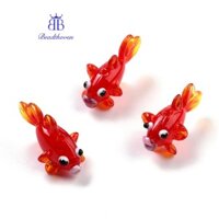 5 Hạt Đèn Handmade Cá Vàng Đỏ 28x15.5x16mm Lỗ: 1.7mm