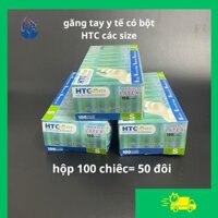 5 Hộp Găng Tay Cao Su Y Tế HTC Glove Latex Có Bột - Màu Trắng (White) Đủ Size S M L - Cao Su Tự Nhiên