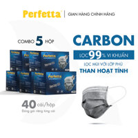 5 hộp khẩu trang 4 lớp Perfetta carbon than hoạt tính 40 cáihộp - Hàng chính hãng