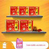 5 hộp yến sào Thiên Hoàng 15% huyết yến đông trùng hạ thảo (6 lọ/hộp) - Tặng 1 can nước lau sàn Lix