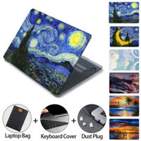 5 in 1 Oil Paint Print Case for 2024 Macbook M3 Air15 A3114 Air13 A3113 Pro14 A2918 A2991 A2992 Air13 M2 A2681 A2941 2020 Pro13.3 M1 A2338 Air M1 A2337 With Keyboard Cover JUE9