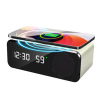 5 In 1 Wireless Charger Speaker Digital Alarm Clock bluetooth Audio Phone Stand Stopwatch Temperature Display